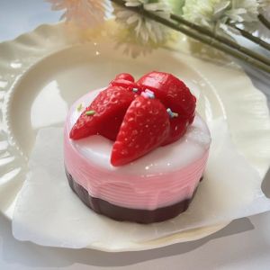LUSIT Round Strawberry Cake Squeeze Toys Pink Simulated Desserts Stress Relief Toys  Slow Rebound Decompression Toy Gifts for Kids Adults