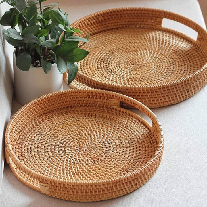 [Hàng xuất khẩu] Khay mây đựng trà hình tròn GreenHome -Rattan Tray ...