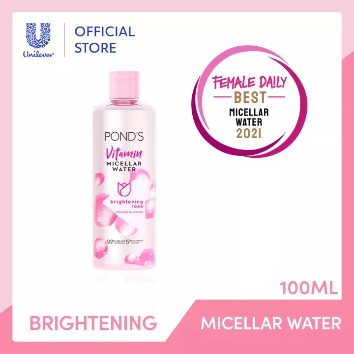 Ponds Micellar Water Pembersih Wajah Vitamin Brightening Rose 100ml