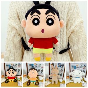NTNKC Kawaii Crayon Shin-chan Daypack Boochan Happy Rabbit Nohara Shiro Backpack Cute Cartoon Plush Doll School Bag Kids