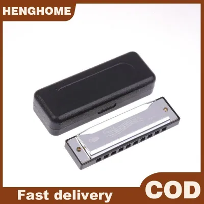 HENGHOME คีย์ฮาร์โมนิก้าของ C 10หลุมไดอะโทนิกฮาร์โมนิก้า C พร้อมเคสสำหรับผู้เริ่มต้นนักเรียนของขวัญเด็กออร์แกนโลหะ
