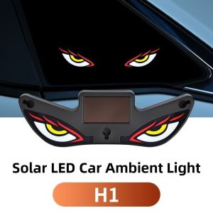 NOBLELYN Suction Cup Devil Eyes Car LED Warning Light Wireless Solar Vibration Lights on Car Warning Light Gifts Car Decor Car Atmosphere Light