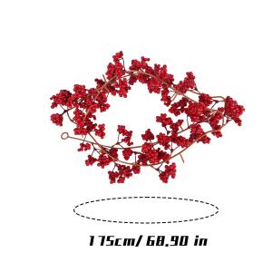 175cm Long Red Berry String Pendant Christmas Tree Decoration Artificial Burgundy Red Pip Berry Garland Family Winter Christmas Holiday Party Festive Decor