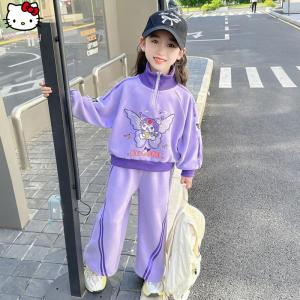Christmas gifts Halloween 2Pcs Cartoon Kuromi Girl Long Sleeved Coat Set Melody Autumn New Kawaii Casual Pants Sanrio Sweet Comfort Childrens Clothing