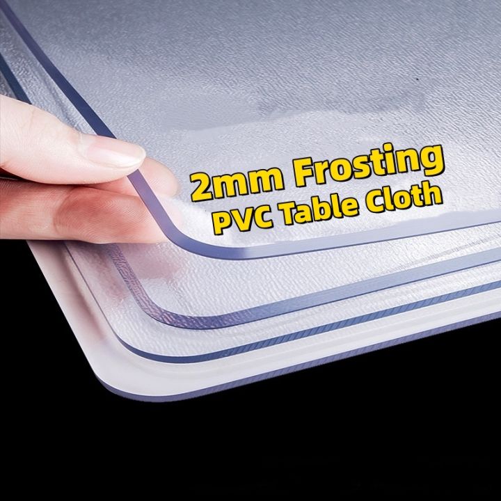 Ultra thick 2mm frosted PVC table cover heatresistant table cloth nontoxic 4/6/8/10 seats