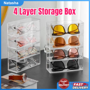 4 Tier Layer Make up Organizer Plastic Drawer Storage Box Transparent Dustproof Sunglasses Cosmetic Desktop Stationery Storage Rack