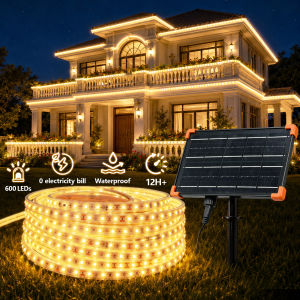 10h+ Solar LED Strip Light with Panel Outdoor Waterproof Cove lights Rope Flexible Light Ceiling Covelight