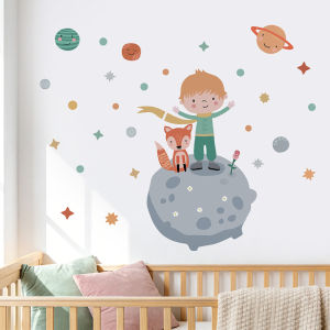 Decal giấy dán tường trẻ em Hoàng tử bé & Vũ trụ-Trang trí phòng cho bé trai