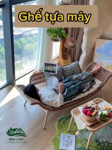 Ghế tựa mây nhựa thư giãn HEALHOMES decor ban công sân vườn quán cafe phòng khách sang trọng