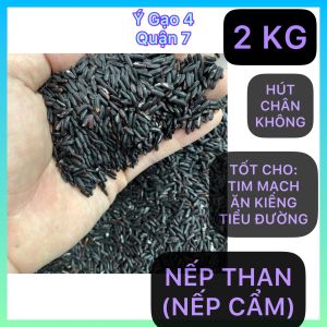 Gạo Nếp Cẩm (Nếp Than) 2 Kg - Hút chân không - Làm sữa chua nếp cẩm tốt cho tim mạch ăn kiêng bệnh tiểu đường thơm ngon dẻo ngọt màu tím đen