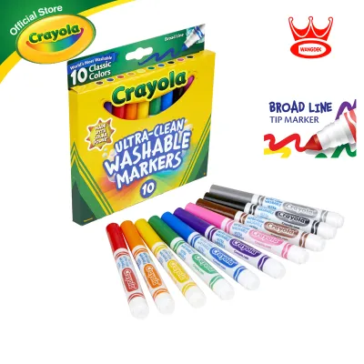 Crayola Broad Line Ultra Clean Washable Markers 10 colors เครโยล่า ปากกา สีเมจิก ล้างออกได้ 10สี 58-7851