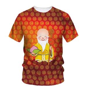 [Local Stock] VCC New 3D God Of Wealth Printing T Shirt Chinese New Year Graphic T-shirts For Men Kid Fashion Cool Streetwear Short Sleeve Clothes