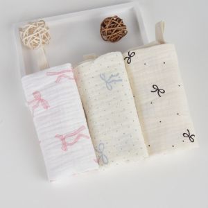 JING 4-Layer Pure Cotton Baby Cotton Washcloth Soft Absorbent Square Towels High Quality Gauze Cotton Newborn Burp Cloth
