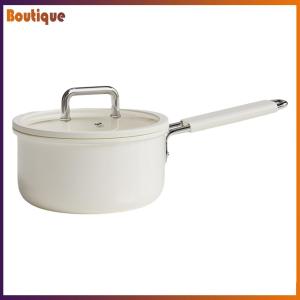Natural Ceramic Milk Pot with Stay Cool Handle White Ceramic Nonstick Saucepan for Restaurant Household Cooking