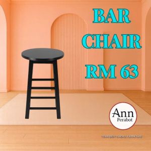 (PERABOT ANN) BAR STOOL / BAR CHAIR / DINING CHAIR / SOLID BAR STOOL / KERUSI BAR / KERUSI KAYU