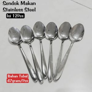 1 Lusin /12 Pcs Sendok Makan Stainless Steel Tebal Berat 47 Gram Ketebalan 3mm - LSP04