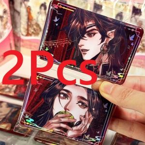 2Pcs/Set 2026 Hot Anime Heaven’s Blessing Brooches Tian Guan Ci Fu Lapel Pins Hua Cheng Xie Lian Cartoon Rectangle Badge Bag Accessories Birthday Gift