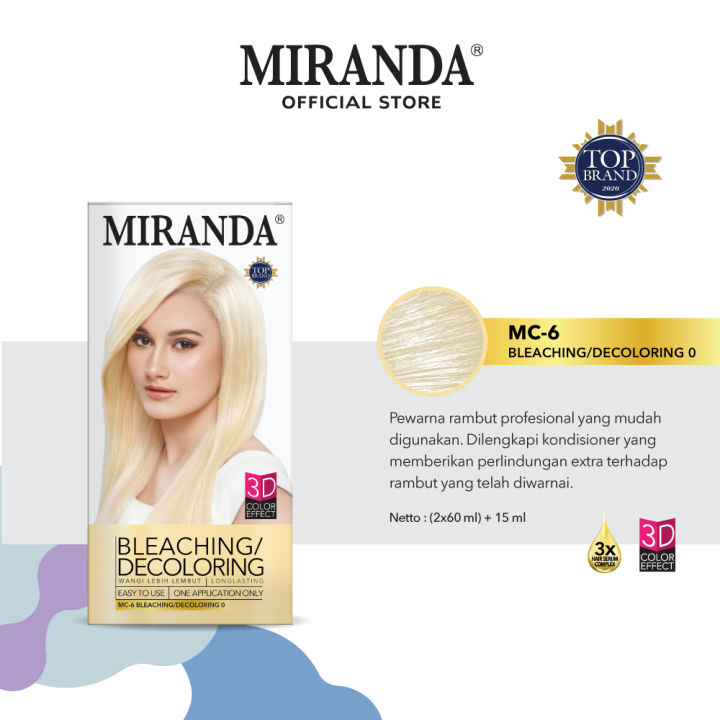 Miranda Hair Color Premium (Cat Rambut Permanen) MC6 Bleaching 60ml ...