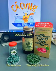 TẢO VIÊN Spirulina | Viên tảo xoắn - Thức Ăn Cho Cá Tép Ốc Artemia giàu dinh dưỡng (Hàng Công Ty)