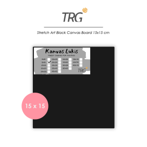 TRG Stretched Art Black Canvas Board 15x15 cm Watercolor Artist Acrylic Paint - Kanvas Hitam Media Lukis Cat Air Akrilik Minyak Poster Siap Melukis Ukuran 15 x 15 TRG