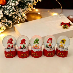 Christmas Snow Globe Music Box LED Light Hand Crank Santa Mini Water Globe Christmas Decoration