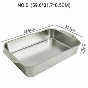 OHHDEER Stainless Steel Grilled Fish Tray Stainless Steel Flat-Bottomed Thickened Grilled Fish Plate Rectangular Baked Plate