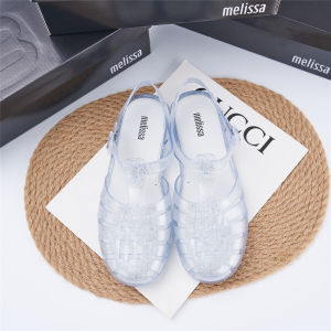 Free Shipping Melissa Sandals Roman-Style Round-Toe Openwork Woven Sandals WomenS Shoes Beach Sandals