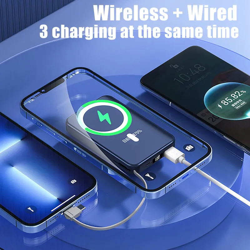 GOOJODOQ 10000mAh Wireless Powerbank Built in Cable Magnetic