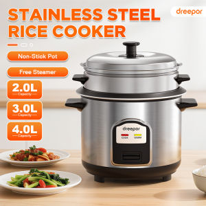 Dreepor Rice Cooker with Steamer 2/3/4L Food Grade Aluminum Alloy Non Stick Pot Suitable For 1-6 People
