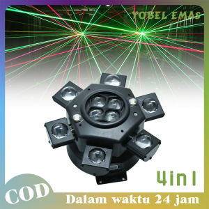 4in1 Led Lampu Moving Panggung 10 Mata Lampu Disco Laser Lampu Panggung Sorot Putar Untuk Panggung Bar Cafe