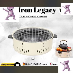【New Arrival】Multi-Functional Charcoal Grill 2-in-1 BBQ+Hot Pot Durable Iron & Steel Portable 31cm Camping & Home Use SG Stock