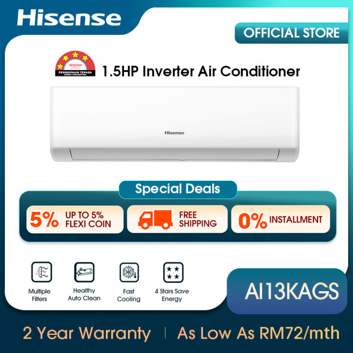 Free Shipping Hisense Standard Inverter Air Conditioner 空调 15hp R32 Ai13kags Lazada 1002