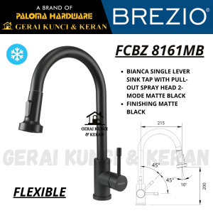 BREZIO FCBZ 8161MB Keran Air Kran Sink Fleksibel Cuci Piring Dapur Wastafel Matt Black