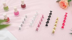 Blulu 6 Magnetic Nail StandGold Silver Light Pink Black White Pink Acrylic Holder in Training Use Salon Fingernail Organizer DIY Art Rack for Professionals Press on Tip Display Mani