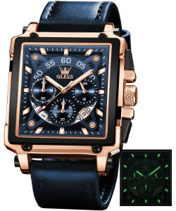 OLEVS Watch Men Original Waterproof High Quality Fashion Leather Quartz Wrist Watches Calendar Chronograph Luminous Jam Tanggan Lelaki