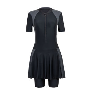 LYSEACIA M-5XL Women Conservative One Piece Swimsuits Modest Bathing Suit Ruffled Plus Size Swimwear Padded Short Sleeve Swimming Clothes Female Boyleg Surfing Suit