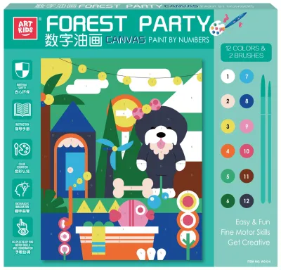 Artkids Forest Party Canvas Paint by Numbers Canvas Painting Set For Kids Oil Paint by Numbers On Canvas