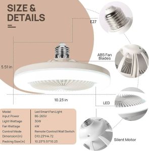 ACB KING 3in1 360 °Ceiling Fan With Light Bedroom Ceilingfan With Lamp