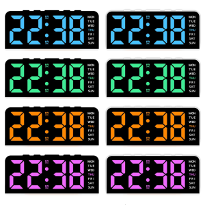 LED đa chức năng đồng hồ báo thức và đèn ngủ với thời gian nhiệt độ hiển thị tuần điều chỉnh độ sáng 12/24 snooze