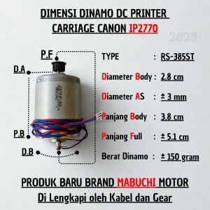 DC Dinamo Mabuchi RS-385ST Canon IP2770 Original - Motor Carriage Printer 12V