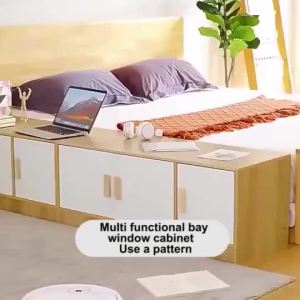 Bay Window Storge Cabinet 2/3 Doors Floor Cabinet Wooden Balcony Storage Floor Low Cabinet kabinet penyimpanan 储物柜