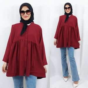 CARLINA DELIA TUNIK MATT CRINGKLE KATUN PREMIUM AIRFLOW BLUS JUMBO OVERSIZE