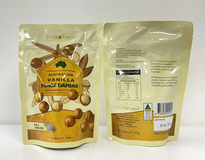 Hạt Macca Úc 225g Cao cấp Happy Nut Vanilla date mới
