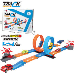 Hot Wheels Track Catapult Railcar Set Children Racing Car Toy Double Track with Spring Push Hotwheels Kids DIY Assembled Rail Kits Toys  for Boys Gifts 68/52/18pcs
