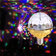 Angelila 6W LED RGB Stage Light Bulb E27 Rotating For KTV Bar Disco Party  Decor Lamp Double Headed Ball Stage Effect Lighting