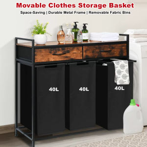 【 SG STOCK 】120L Mobile Laundry Basket Dirty Clothes Classification Basket Storage Rack With Wheels
