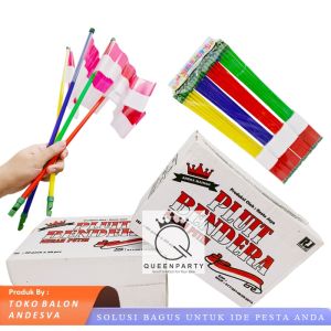 [1 Dus] pluit bendera merah putih / bendera pawai merah putih / bendera karnaval / bendera HUT RI / bendera tangkai peluit 30 pack