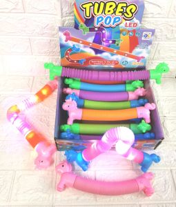 Unicorn Dinosaur style DIY POP Tube LED Lights Telecsopic Bellows Sensory Fidget Toy