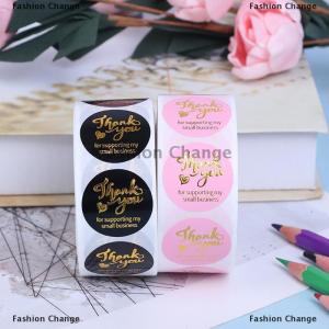 [COD] Fashion Change 500pcs Thank you sticker wedding decor seal hot stamping pink black round label