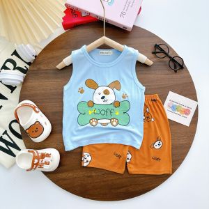 Bộ Quần Áo Ba Lỗ Trẻ Em Hiệu MINKY MOM Vải Thun Lạnh Cho Bé 0-8 tuổi mặc ở nhà BL-IN66